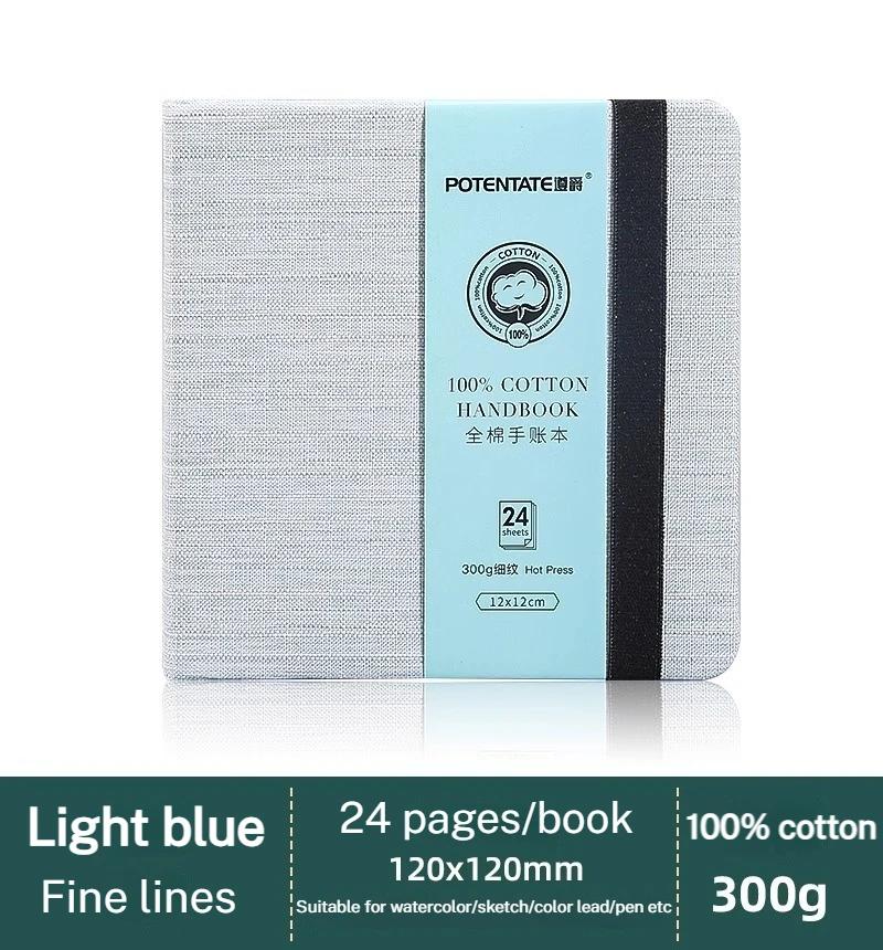 POTENTATE 100% Хлопок Квадратная акварельная книга 300 г Книга-гармошка Акварельный журнал Книга для рисования Ручной блокнот Блокнот для набросков