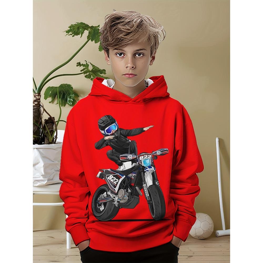 Kids Clothes Boys Hoodies Long Sleeve 3D Motorcyclist Print Children Spring Fall Clothes Casual Stylish Outdoor Boy Clothes Tops
