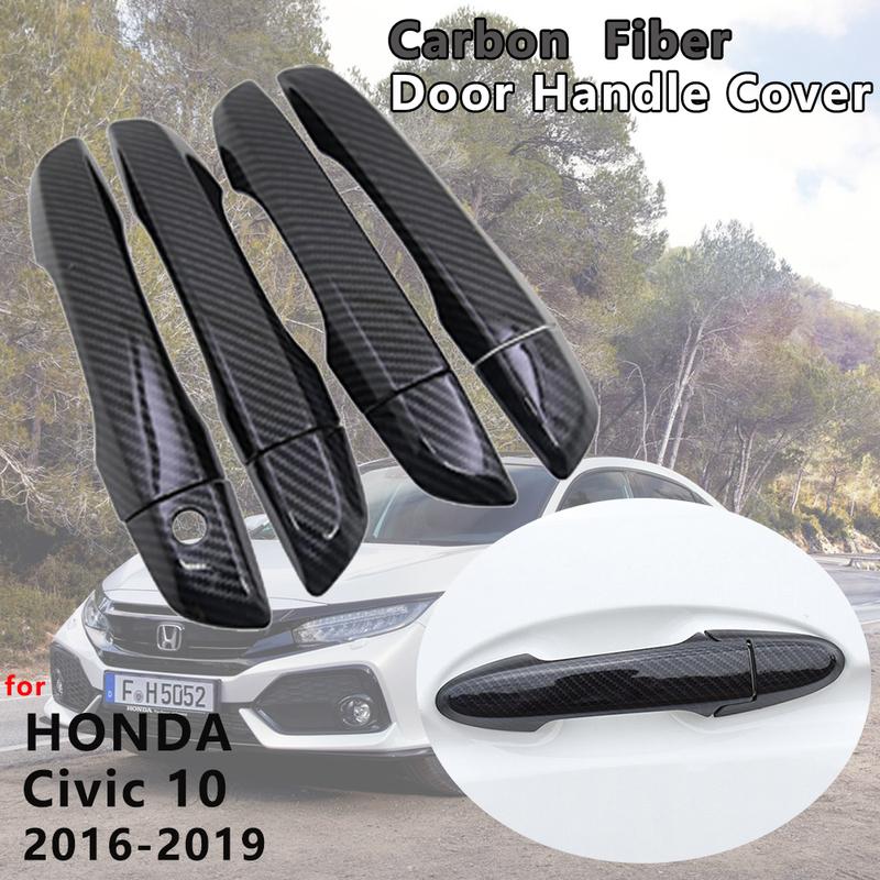 for Honda Civic 10 2016 2017 2018 4 PCS Exterior Carbon Fiber Door Handle Cover Catch Trim Car Cap styling Accessories