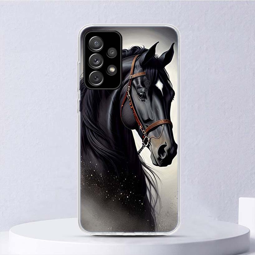 Животное Черная Лошадь Мягкий Чехол Для Samsung Galaxy A52 A51 A50S A12 A10S A20S A30S Чехол Для Телефона A71 A41 A31 A21S A70 A40 A20E A11 A5