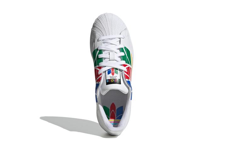 adidas Оригиналы SUPERSTAR Pure J Удобные Устойчивые к истиранию Низкие Детские Скейтбордические Кроссовки Белый Мультиколор FW4005