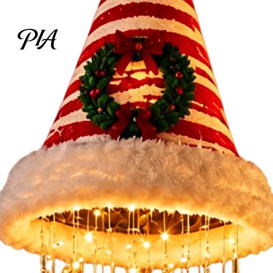 Christmas Home Decor Hat Hanging Lantern, Glowing Santa Cap Decorative Light with LED String Indoor Outdoor Xmas And Pendants, Pendant Lighting