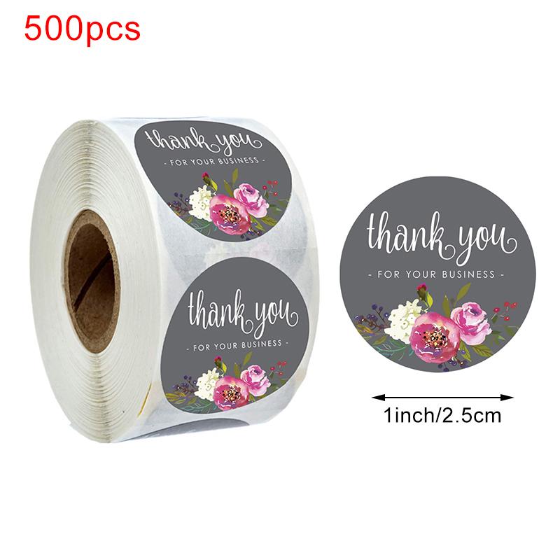500 шт. Наклейки «Спасибо» для этикеток с печатью, круглые цветочные многоцветные этикетки, наклейки ручной работы, канцелярские наклейки