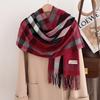 1116 autumn and winter new imitation cashmere scarf women's warm thickened outer shawl student plaid simple scarf wholesale