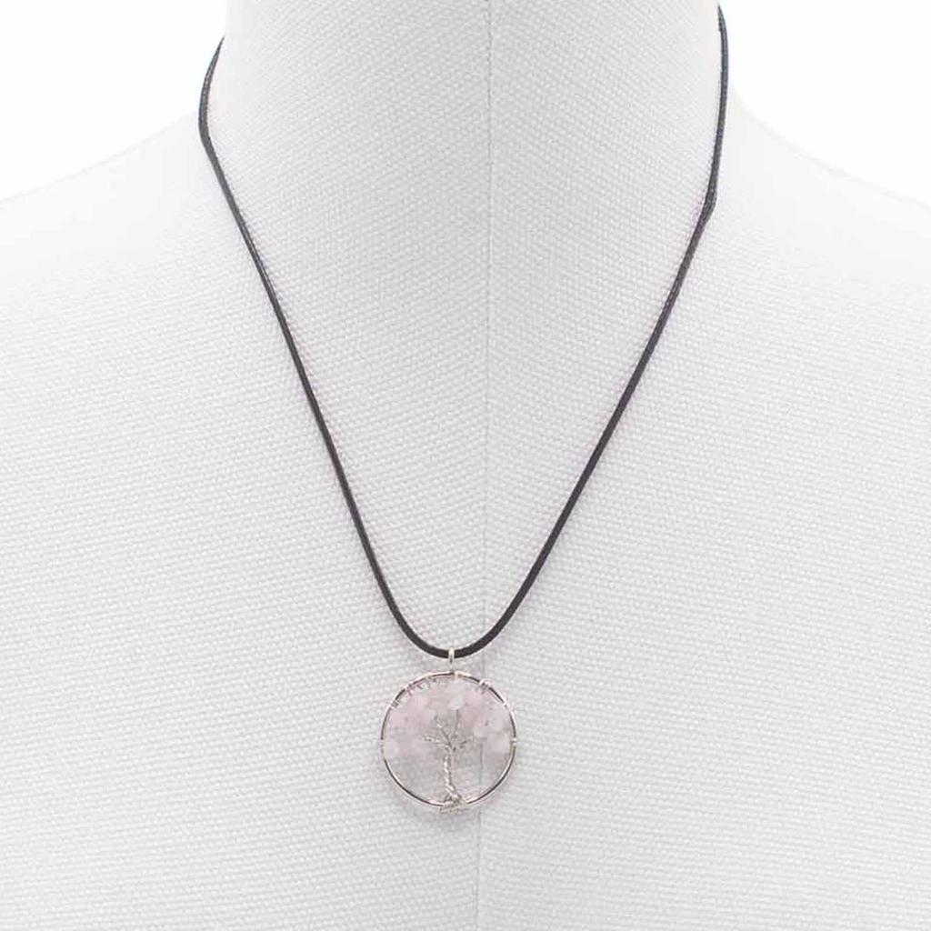 Tree of Life Rose Quartz Pendant