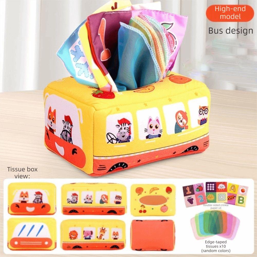 Interactive Baby Montessori Boxes Crinkle Cloth Infant Pull Along Finger Exercising