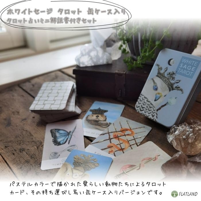 Таро Белого Шалфея в Раскладе Таро Японское 78 Карт Мини Размер Жестяная Коробка, Инструкции, Инструкции, Аутентичные, Карты,