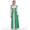 S~5XL Large Size Women Retro Cosplay Dress Medieval Renaissance Retro Dress with Square Collar Bundled Waist Halloween Party