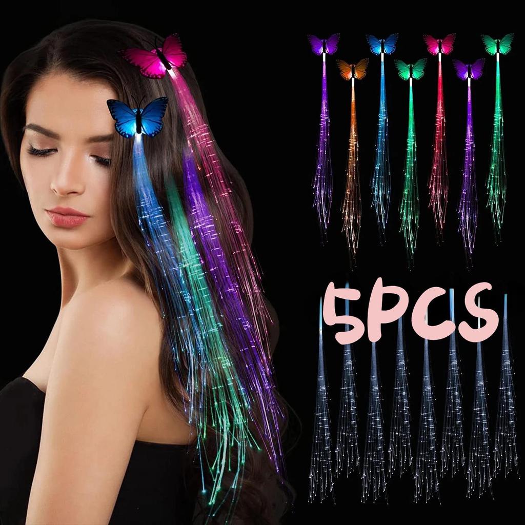 5PCS Flashing LED Light Up Toys LED Hair Lights Flashing Light Up Toys Barrettes for Party Bar Dancing Hairpin Light Up Hair