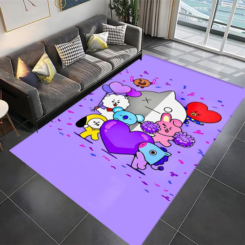 Colorful BT21 Characters Celebration carpet Living room and bedroom mats printing Office chair cushion Dormitory decoration Fashion