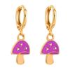 1 Pair Mushroom Shape Rhinestone Drop Earrings Alloy Piercing Bright Color Clip Earrings Jewelry Accessory