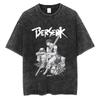 Berserk Print T Shirt Men Women Vintage Washed T-Shirt Anime Guts Graphic Tshirt Streetwear Tees Summer Casual Berserk Clothes