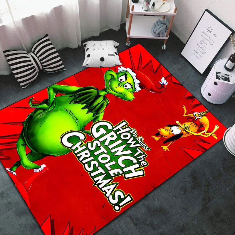 Christmas Grinch Cartoon Carpets and Rug 3D Printing Carpet Floor Mat Living Room Bedroom Large Area Soft Carpet(JM010)
