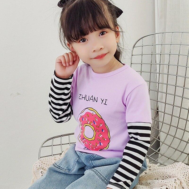 Футболка с длинными рукавами Детская нижняя рубашка Полосатые рукава