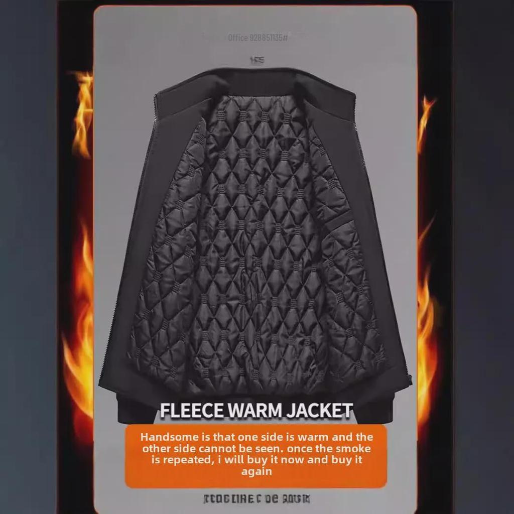 Мужская большая бархатная утолщенная куртка с воротником-стойкой - модное пальто для пап на осень и зиму