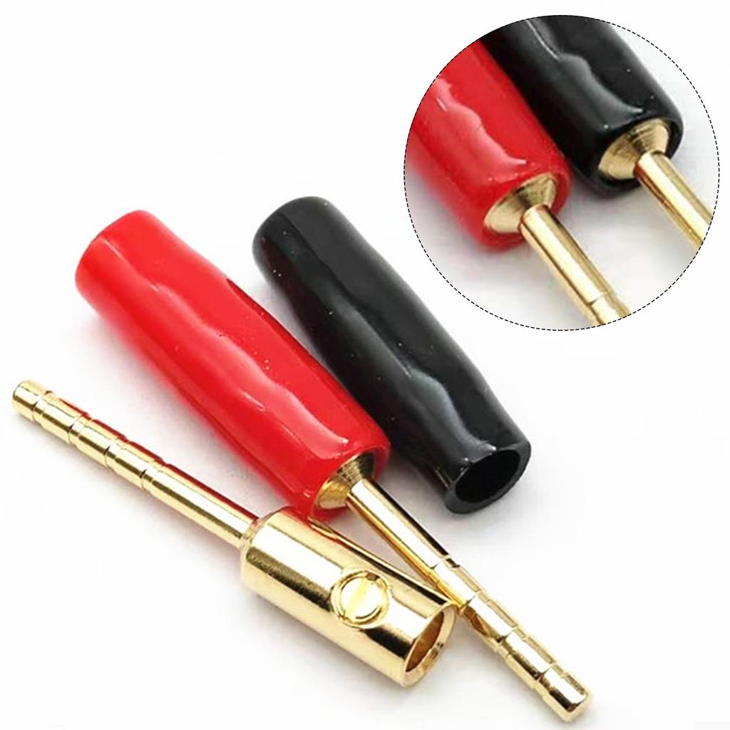 Красная и черная вилка-банан 2 мм 4N для кислорода из чистой меди