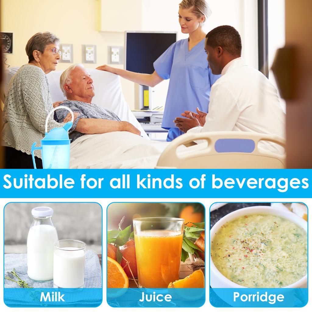 Взрослый поильник 350 мл, Непроливающийся поильник для пожилых, Практичная противоудушьевая поилка для пожилых с контролем скорости потока для питья пожилыми