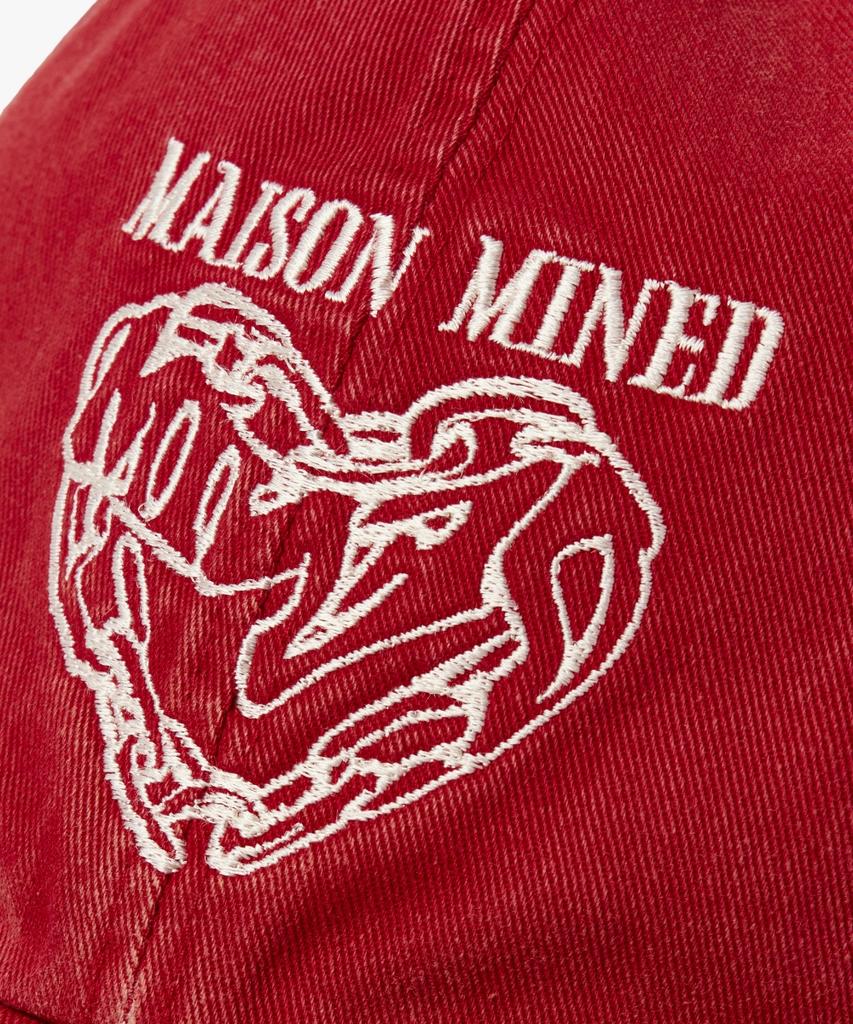MAISON MINED Кепка-дакка с рисунком в виде сердца, винтажная, стиранная, красная