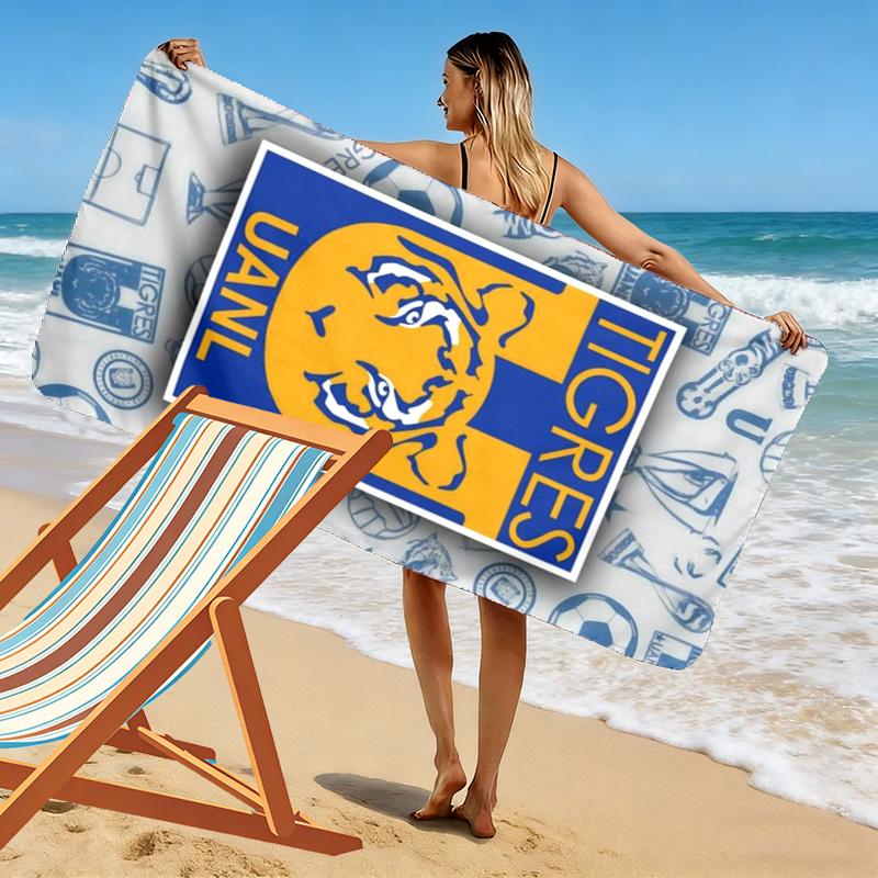 Пляжное полотенце с принтом Tigres UANL, Большое, Мягкое, Быстросохнущее, для Пляжа, Кемпинга, Плавания