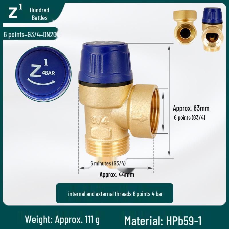 Brass Thread Safety Valve Solar Angle Valve Automatic Pressure Relief Tap
