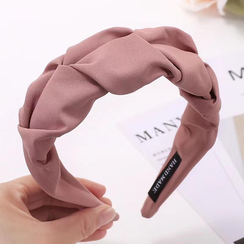 Hair Band Solid Color Folds Pattern Hair Hoop Hair Accessories for Women Pleated Wide Side Solid Color Simple Headband