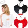 Feather Wings And Halo Set Halloween Fancy Dress Ladies Dark Angel Costume