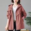 Женский ветрозащитный плащ Корейский повседневный универсальный Большой размер Свободная верхняя одежда С капюшоном Средней длины Куртка Весна Осень Женское пальто