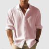 Men's Autumn Solid Color Long Sleeve Shirt Men's Casual Loose Button Long Sleeve Shirt