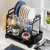 Storage Rack Two-Tier Dish Drying Rack Large Capacity Easy To Install Rust-Resistant Kitchen Countertop Utensil Dish Rack with Drain