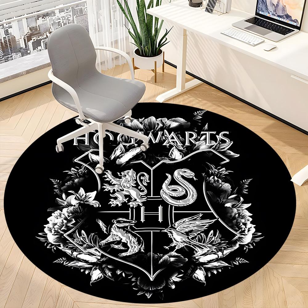 1PC Crest Office Round Rug, Non-slip, Soft and Durable Office Rug for Interior Decoration, Perfect for Office, Beautiful Decoration