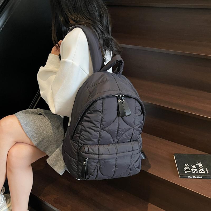 Ultralight Space Down Backpack Women School Backpack Bag Girls Fashion Trend Lightweight Cotton Travel bag Cotton Shoulder Bags