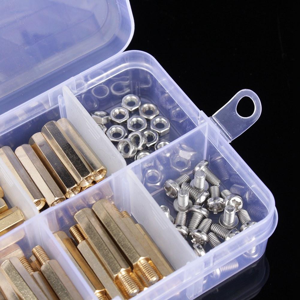 120pcs M3 Brass Standoff Spacer PCB Screw Nut Kit, Assortment with Hex for Repair, Maintenance, Brass or Stainless Steel