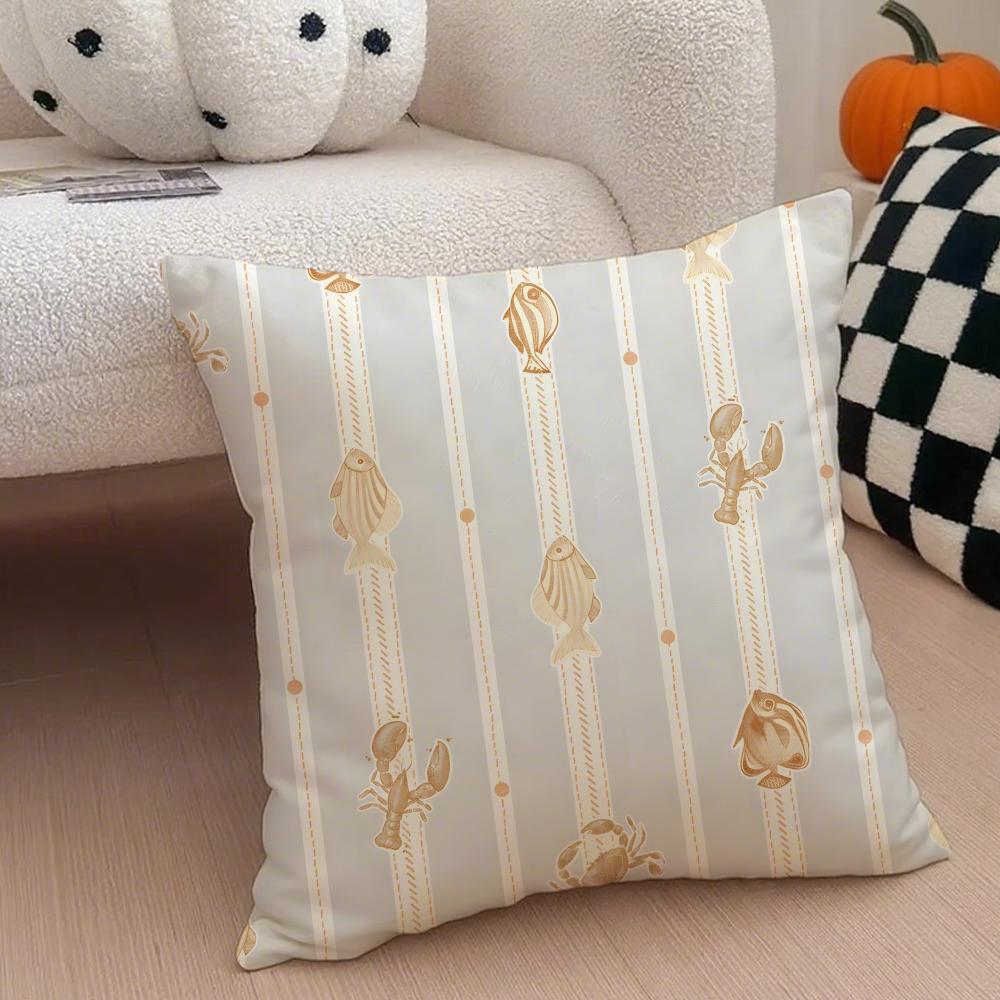 casual Marine vacation elements Cushion Cover Throw Pillow Cover Hidden Button Durable Polyester Chair Cushion