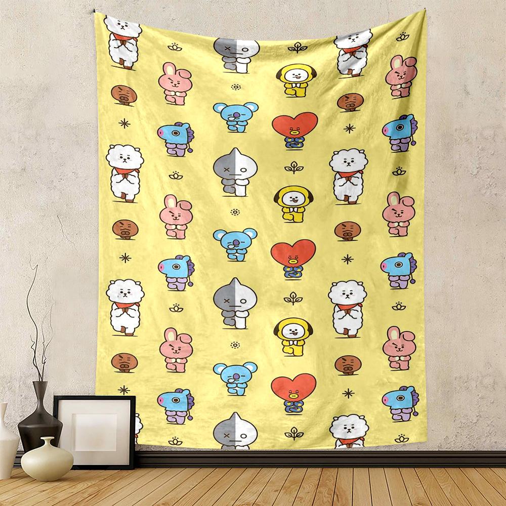 Cute Cartoon Animal Characters Pattern Patterned – Patterned tapestry for bedroom and living room home decor