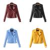 Faux Leather Jacket Women Zip Belt Coats Black PU