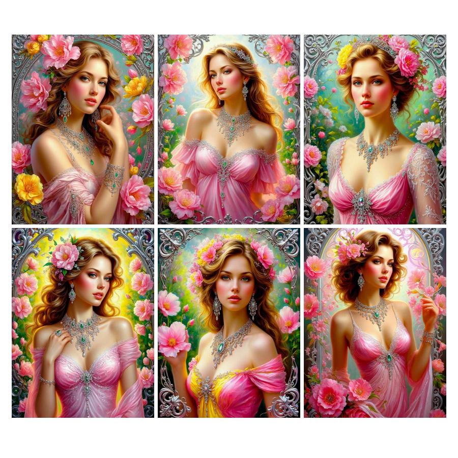 Алмазная Мозаика Новая Коллекция Сексуальные Женщины Цветок DIY Полная Вышивка Стразами Красивая Богиня Мозаика Наборы для Вышивки Крестом Декор Стен