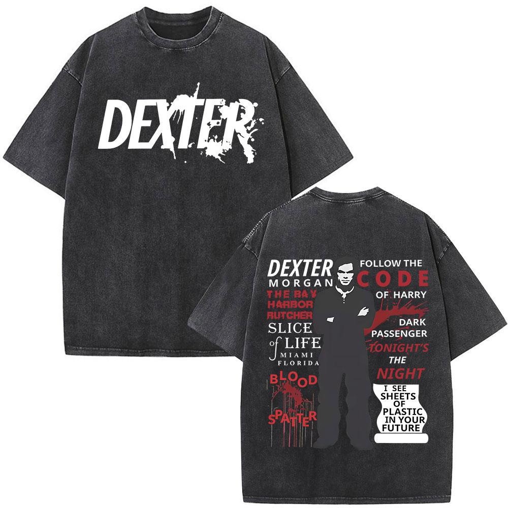 Tv Play Washed Vintage Dexter Morgan Graphic Tshirts Mens Women Clothing Casual Short Sleeve T Shirts Fashion Gothic Tshirt