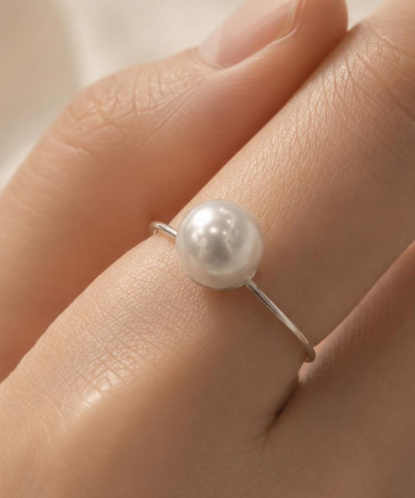 Helene Jewelry Кольцо Miss из стерлингового серебра 925 пробы со Swarovski 9 мм и кольцо Серебряная нить (Тип Б)