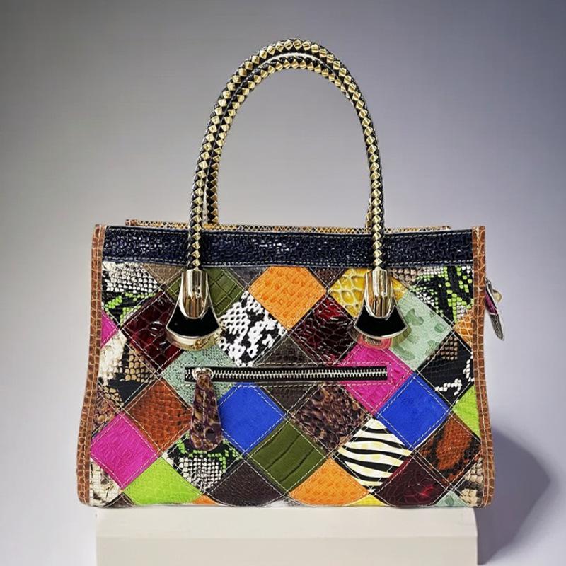 Кожаные женские сумки Цветные кожаные сумки в клетку Сумки-мессенджеры на одно плечо с доставкой