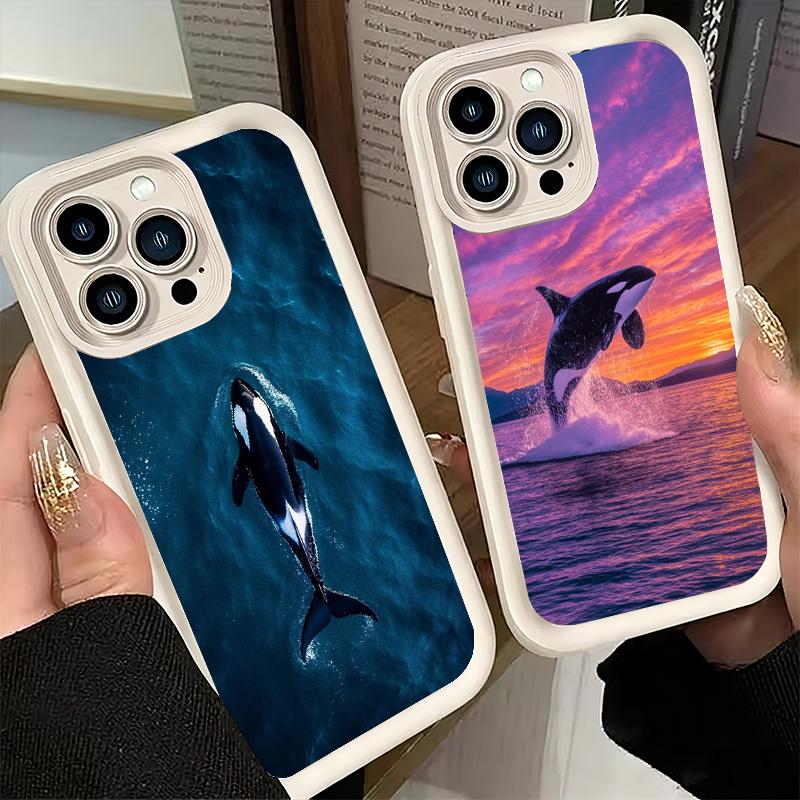 Чехол для телефона iPhone 17 Air 16E 15 16 Pro Max с рисунком 'Orca Ocean' 14 Plus 13 12 Mini Мягкий силиконовый чехол Fundas
