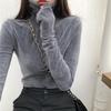Женская блузка, однотонная водолазка с длинным рукавом, приталенный холодостойкий пуловер, плюшевая пригородная футболка, нижняя рубашка