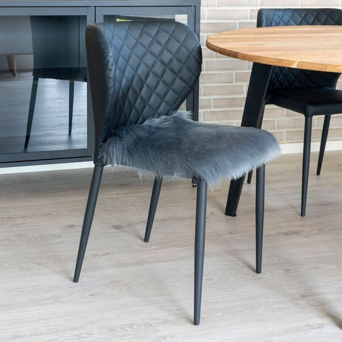 Coussin de siège - HOUSE NORDIC - 40 x 40 cm - Peau d'agneau artificielle - Gris - Design contemporain