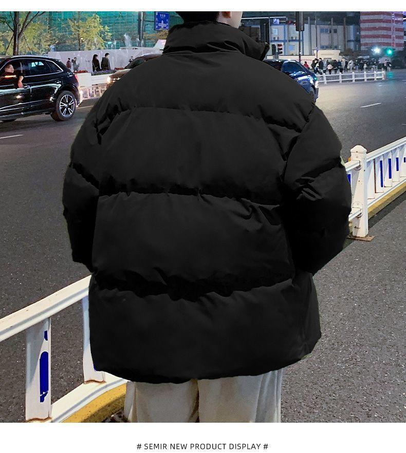 Men's Winter Thickened Cotton-Padded Jacket - Fashionable Loose Fit, Stand-Up Collar, Warm Bread Style