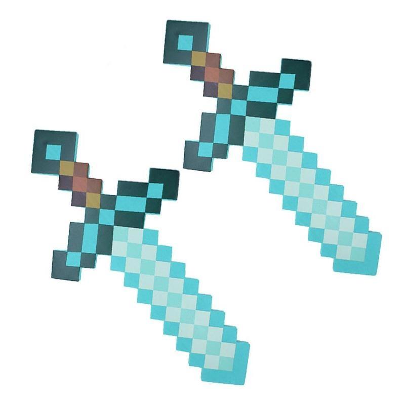 Mine Craft Sky Blue Role Play Prop Diamond EVA Foam Sword & Pickaxe Toy