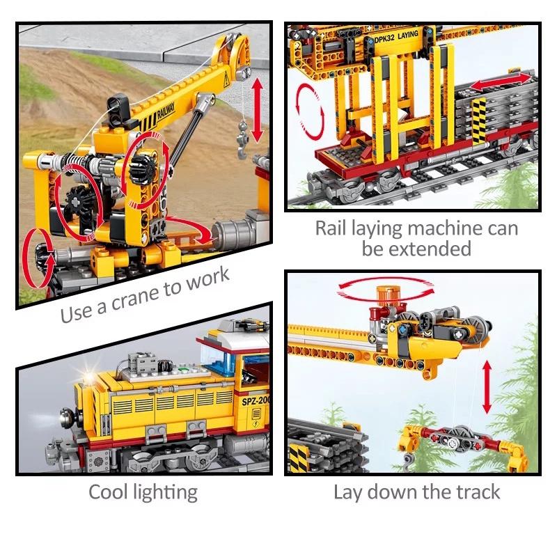 1270 шт., городские MOC, технические электрические грузовые поезда, строительные блоки, аккумуляторные батареи, набор железных дорог, кирпичи, игрушки для детей