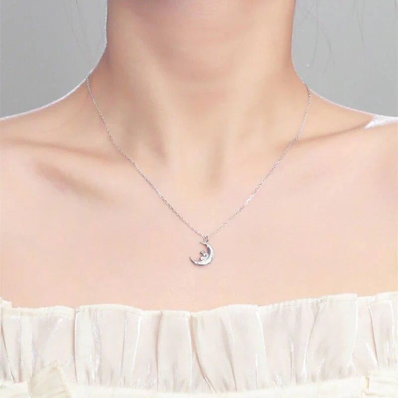 Новое ожерелье с подвеской в ​​виде луны и кролика зодиака для женщин, подарок на Новый год, модное женское серебро 925 пробы, цепочка на ключицу, изысканное ожерелье с животными