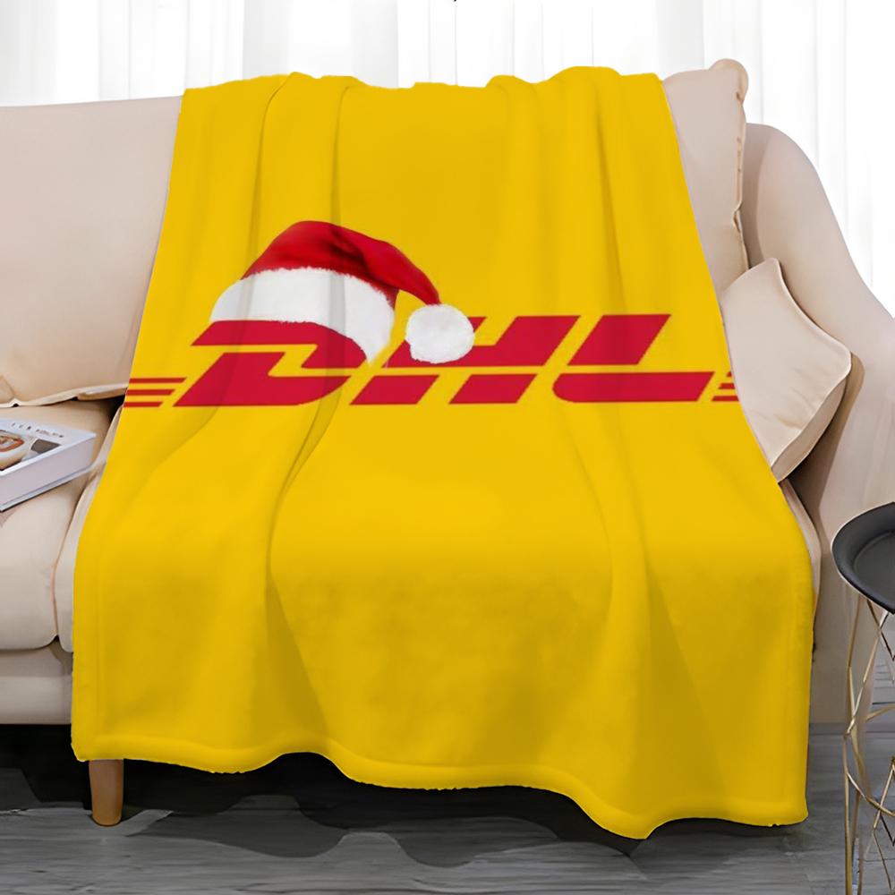 Популярный логистический бренд DHL Express Мягкое коралловое флисовое одеяло-плед 310 г/м² Пушистое теплое одеяло для дивана кровати диванчика декора спальни