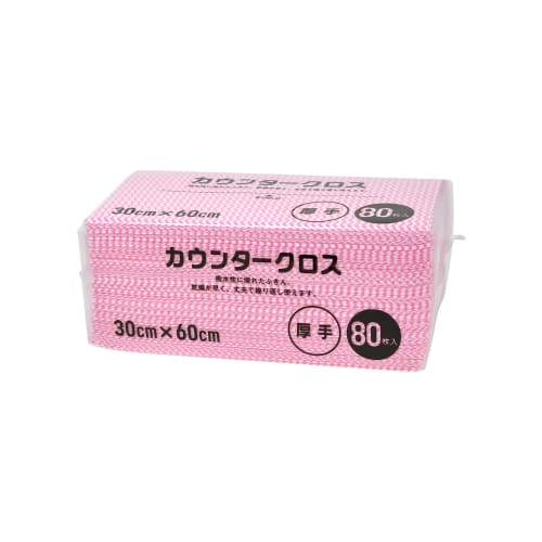 Daiwa Bussan Counter Cloths, Heavy Duty, 80 Sheets, Pink, Approx. 60 X 30 Cm, Disposable Nonwoven Cloths, Table Dusters, Commercial Use