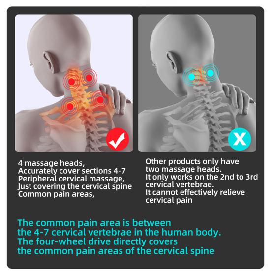 Портативный массажер для шеи 6 режимов вибрации 16 уровней интенсивности Перезаряжаемый Глубокотканный Обезболивающий Электрический Вибрационный Шейный Массажер с Подогревом