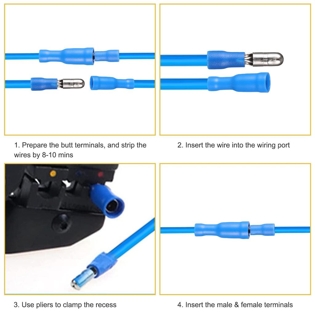 100 Pcs Electrical Connectors, Wire Connectors Insulated Male Female Electrical Terminals & Kits Butt Connectors 0.5-6.0mm² Waterproof